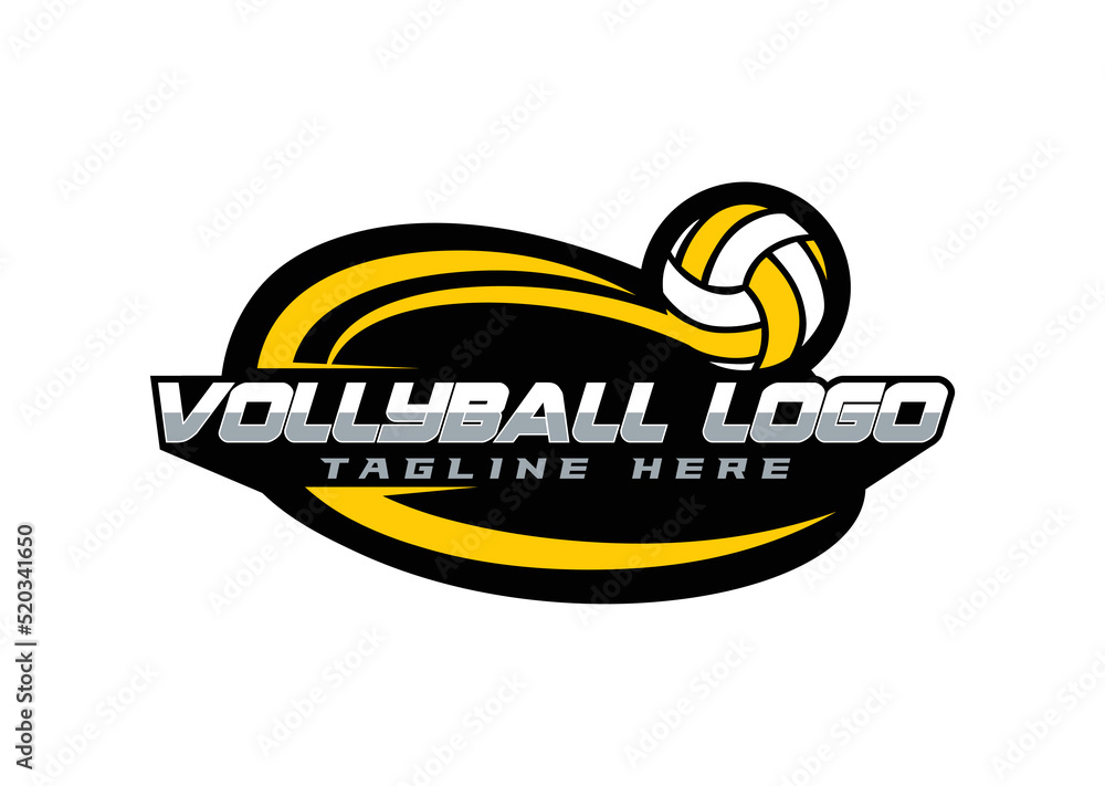 Vollyball sport logo design in Black background Stock Vector | Adobe Stock