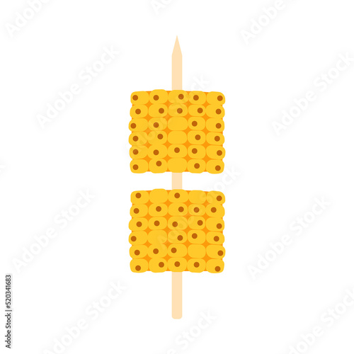 fried corn isolated on white, vector illustration