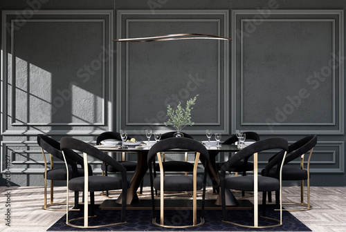 Mock up poster frame in modern interior background