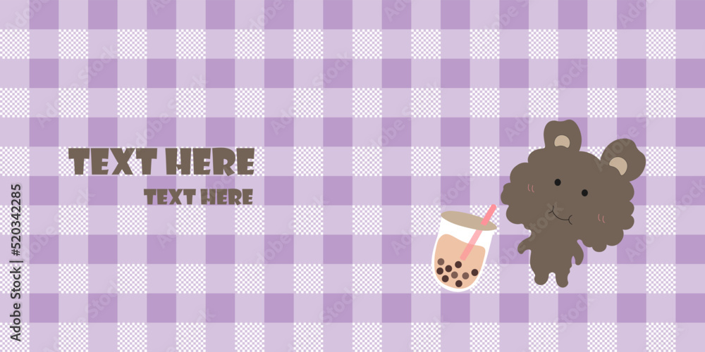 Boba milk tea and A little bear. Cartoon character. Cartoon illustration banner. Boba milk tea and A little bear. Cartoon character. Cartoon illustration banner.