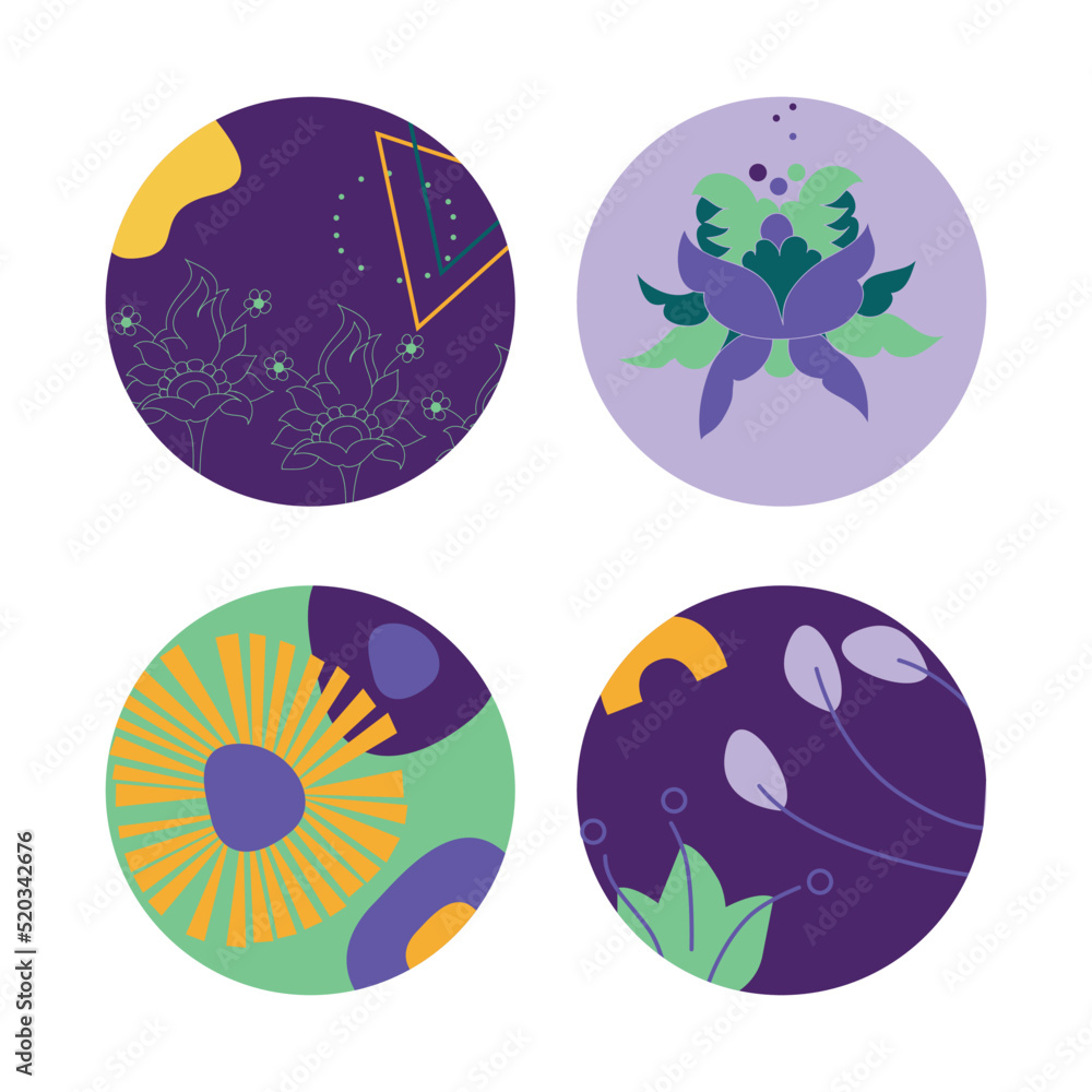 Fototapeta premium Collection of circle highlights for social networks. Abstract natural backgrounds.