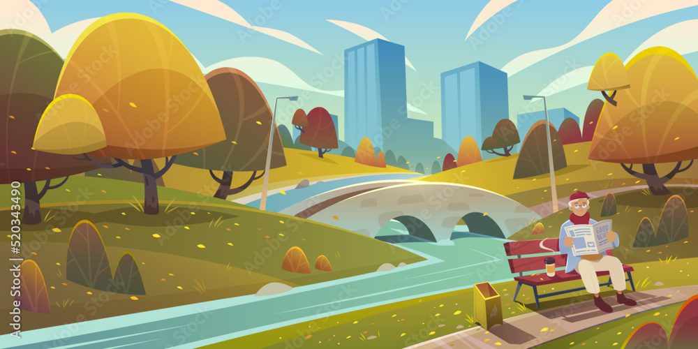 Cartoon City Park Illustration Cartoon City Park Illustration