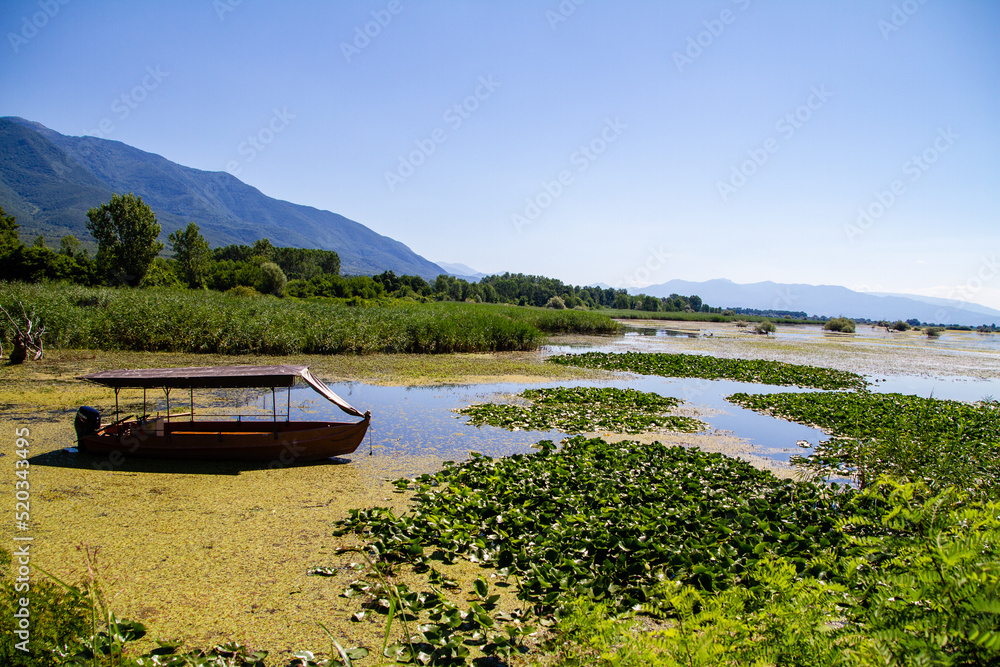 Fototapeta premium Edessa, Greece, July 12, 2022. Landscape of Lake Kerkini Lake Kerkíni, is a dam lake in the Serres regional district of Central Macedonia