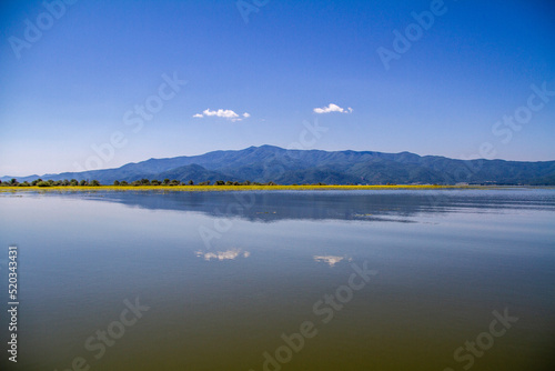 Edessa, Greece, July 12, 2022. Landscape of Lake Kerkini Lake Kerkíni, is a dam lake in the Serres regional district of Central Macedonia