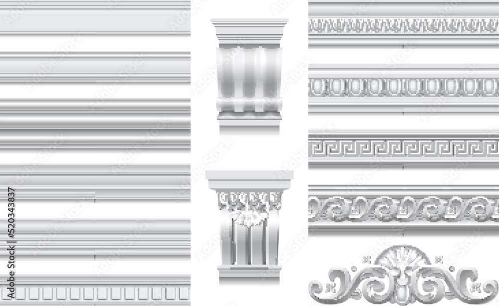 Seiling Crowns And Cornice Moulding Realistic Set