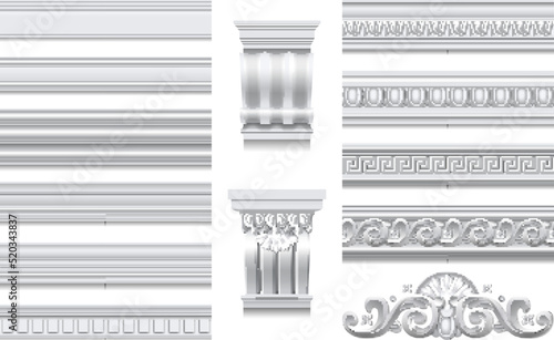 Seiling Crowns And Cornice Moulding Realistic Set