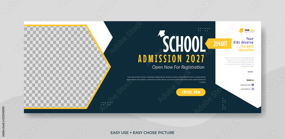 School admission web banner template design illustration School admission web banner template design illustration