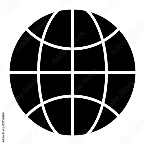 Globe solid icon  editable vector