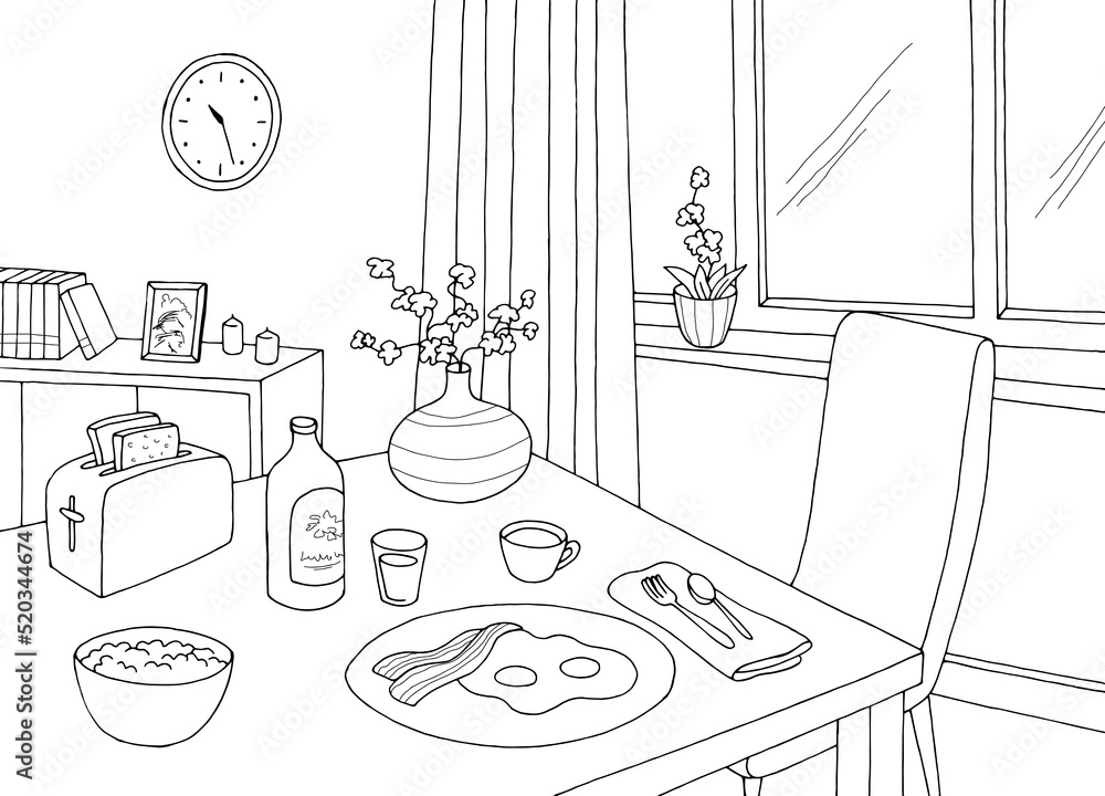 Dining Room Breakfast Home Interior Graphic Black White Sketch z-gallerie-on-twitter-dining-room-table-decor-dining-table-decor