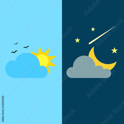 day and night time background or symbol, period time in day