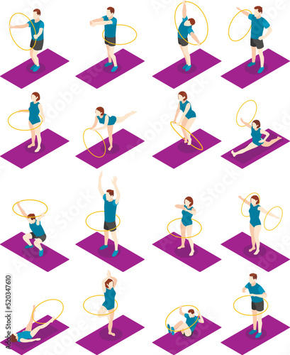 Fitness Isometric Icons Set