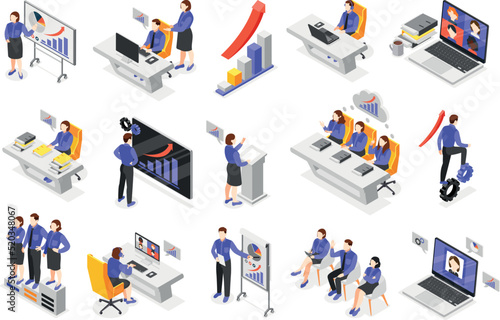Business Training Isometric Set