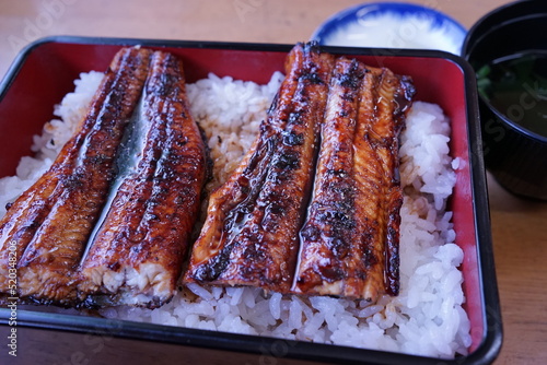 Japanese Food, Unajyu or Grilled Unagi Eel on Rice - 日本料理 うなぎ 鰻重 photo