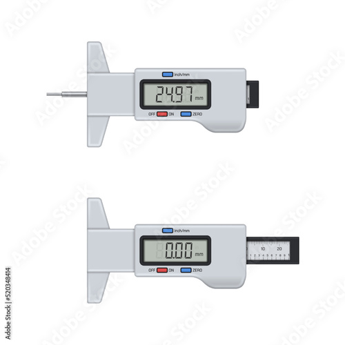 Digital tire tread depth gauge. Vector illustration.