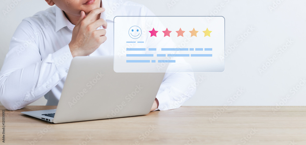 Satisfaction Survey Concept Reviews Customer Quality Assessment, Customer Rating on Smartphone, Service or Product Rating, 5 Star Rating. Satisfaction Survey Concept Reviews Customer Quality Assessment, Customer Rating on Smartphone, Service or Product Rating, 5 Star Rating.