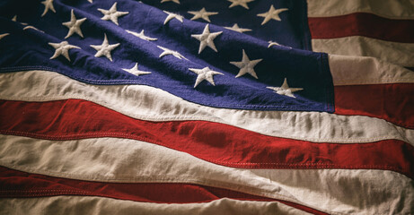 USA flag close up. US of America national holiday celebrate background.