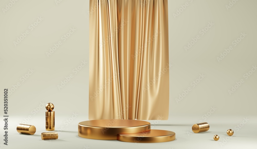 3D rendering of blank product background for cream cosmetics Modern gold podium background 3D rendering of blank product background for cream cosmetics Modern gold podium background