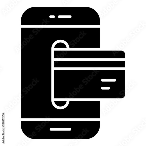     Card inside smartphone, icon of mobile card payment 