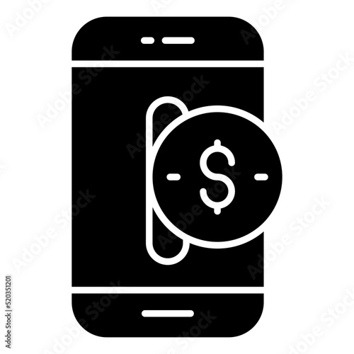 Dollar with smartphone, icon of mobile money