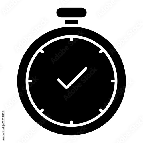 A glyph design icon of stopwatch