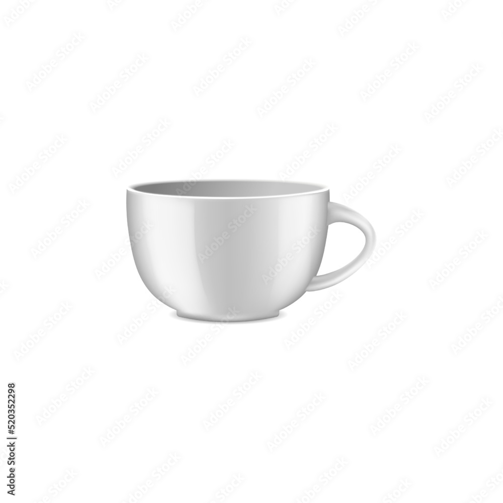 Coffee cups mock up. Ceramic 3D mug template. Vector blankn teacups set Coffee cups mock up. Ceramic 3D mug template. Vector blankn teacups set