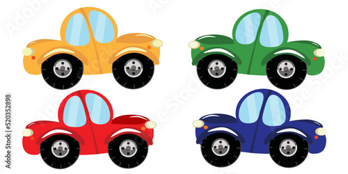 Сhildren multicolored toy cars for boys and girls. Illustration for kids