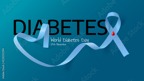 Creative poster or banner of world diabetes day with awareness ribbon
