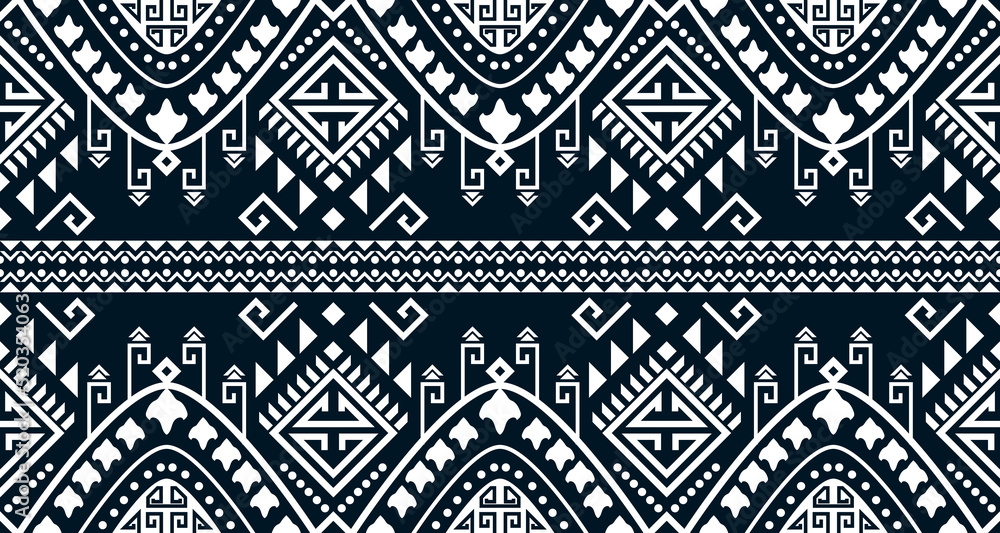 Abstract ethnic geometric print pattern design repeating background texture in black and white. EP.55