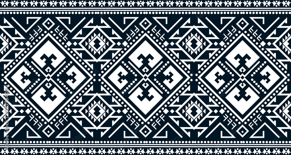 Abstract ethnic geometric print pattern design repeating background texture in black and white. EP.58