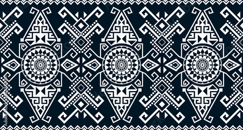 Abstract ethnic geometric print pattern design repeating background texture in black and white. EP.59