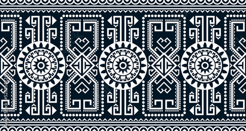 Abstract ethnic geometric print pattern design repeating background texture in black and white. EP.79