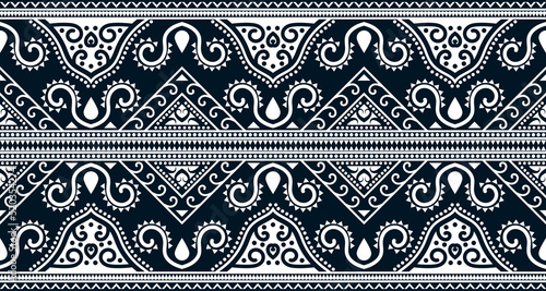 Abstract ethnic geometric print pattern design repeating background texture in black and white. EP.84