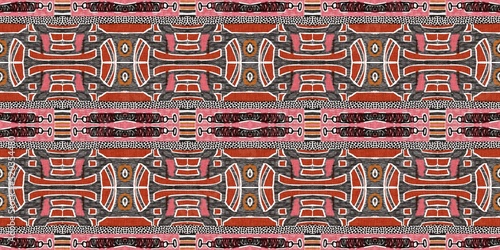 Φωτογραφία Brown safari animal print patchwork stripe seamless border pattern