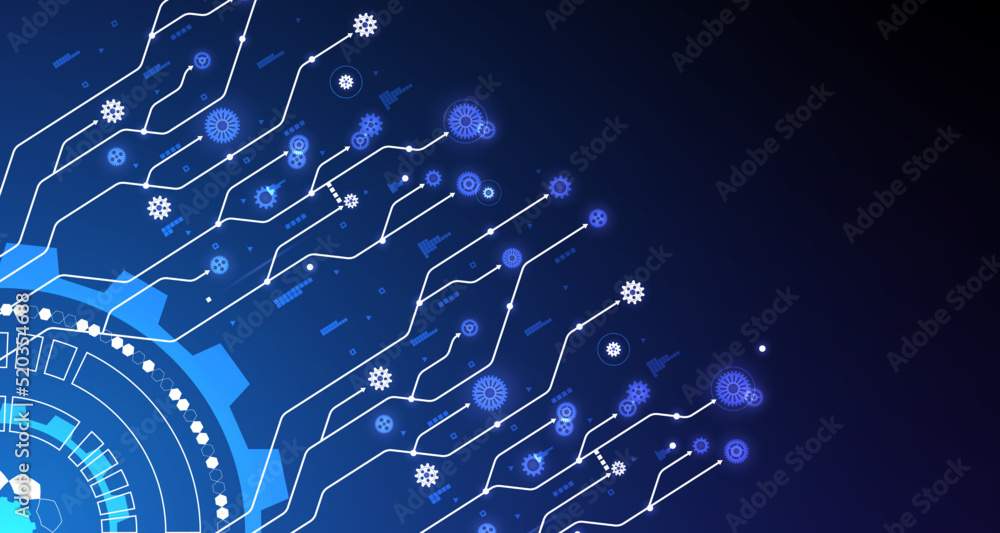 Obraz premium geometric gear pattern digital circle technology network engineering design futuristic EP.2