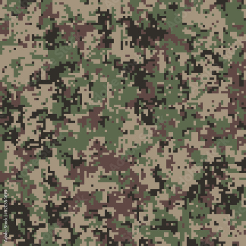 Pixel camouflage for a soldier army uniform. Modern camo fabric design. Digital military vector background.