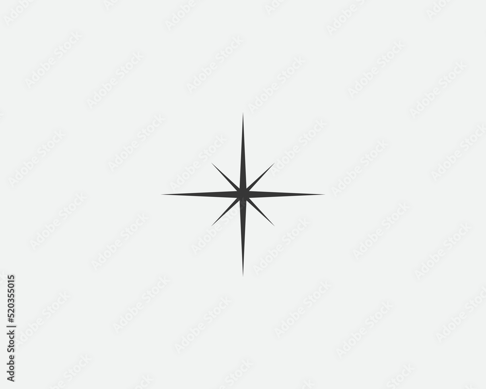 Star icon, vector shape. Abstract design spark sign. Black and white silhouette Star icon, vector shape. Abstract design spark sign. Black and white silhouette