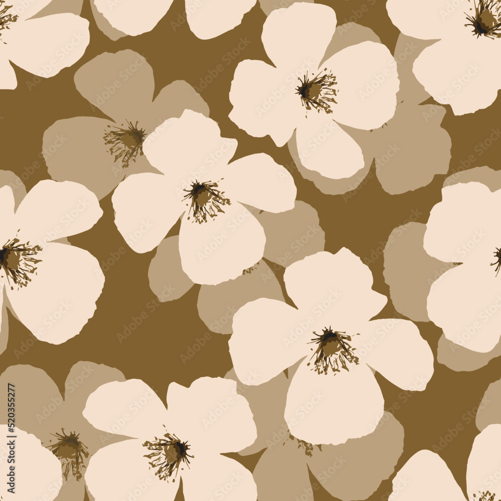 seamless plants pattern background with natural flowers and petals , greeting card or fabric