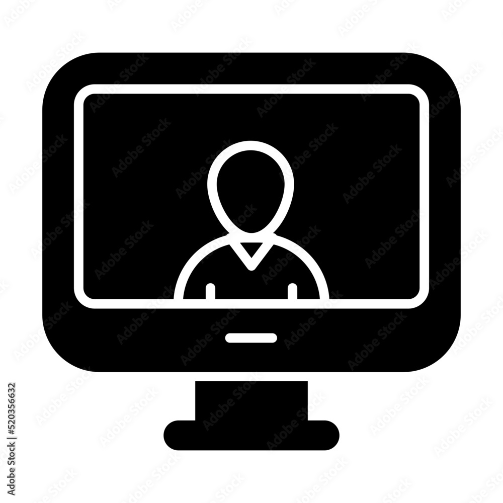 Avatar inside monitor, icon of video call Avatar inside monitor, icon of video call