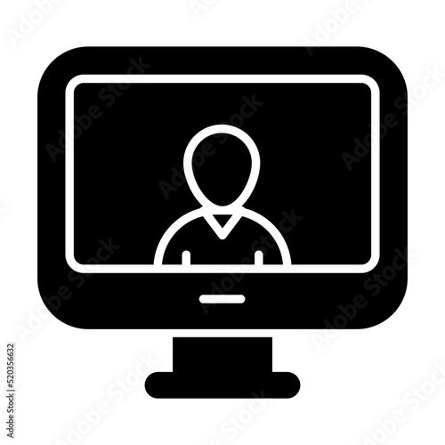 Avatar inside monitor, icon of video call