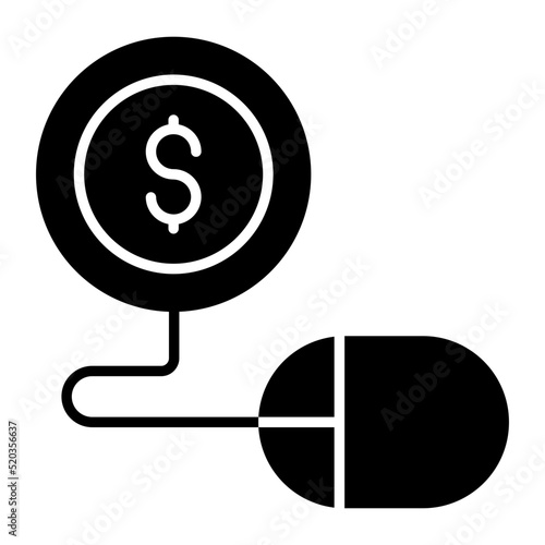 Conceptual solid design icon of pay per click