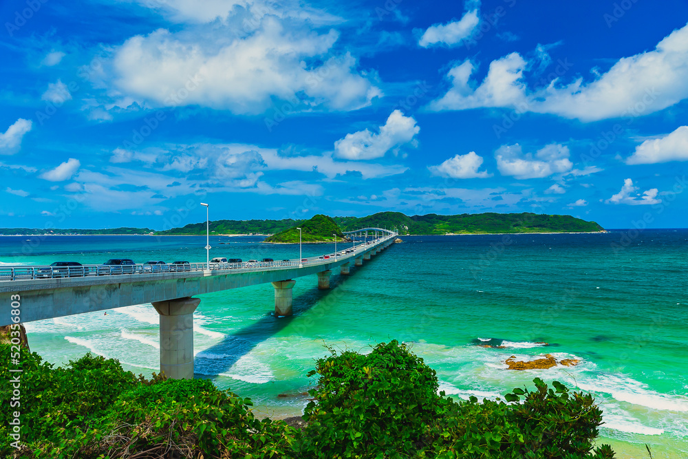 Obraz premium 快晴の角島大橋(山口県下関市)