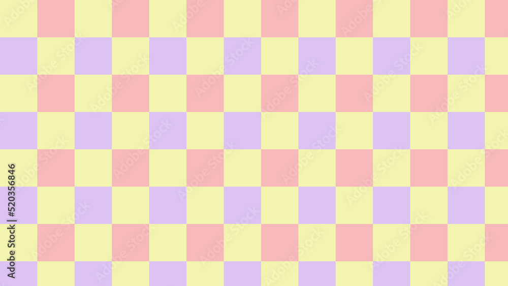 cute pastel pink, purple and yellow checkers, gingham, plaid, aesthetic checkerboard  wallpaper illustration, perfect for wallpaper, backdrop, postcard,  background for your design Stock Illustration | Adobe Stock