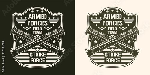 Military forces monochrome vintage sticker