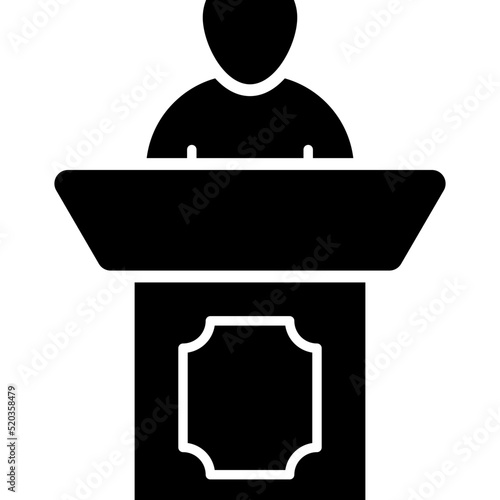 Avatar in front of speaker, solid design of orator