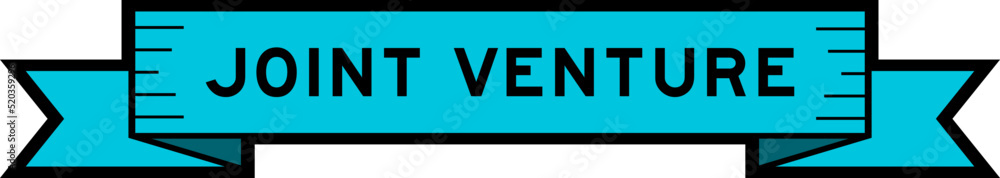 Ribbon label banner with word joint venture in blue color on white background Ribbon label banner with word joint venture in blue color on white background