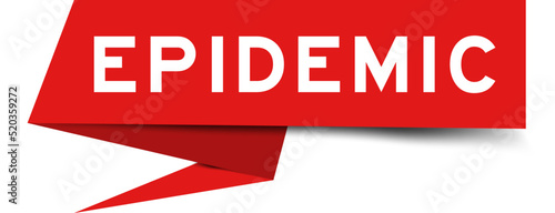 Red color speech banner with word epidemic on white background