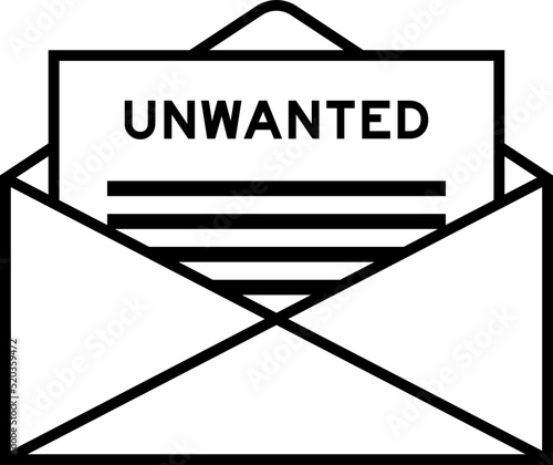 Envelope and letter sign with word unwanted as the headline