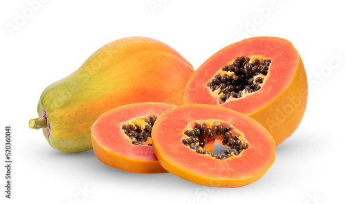Ripe papaya fruit isolated on white