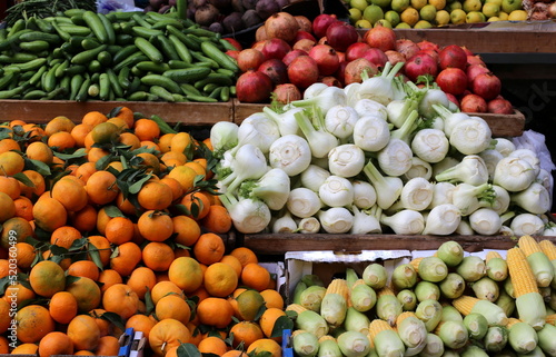 Fototapeta Naklejka Na Ścianę i Meble -  Fresh vegetables are sold at a bazaar in Israel.