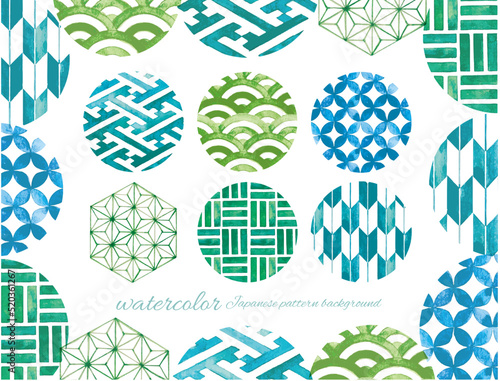 和柄素材で作ったフレームと素材のセット